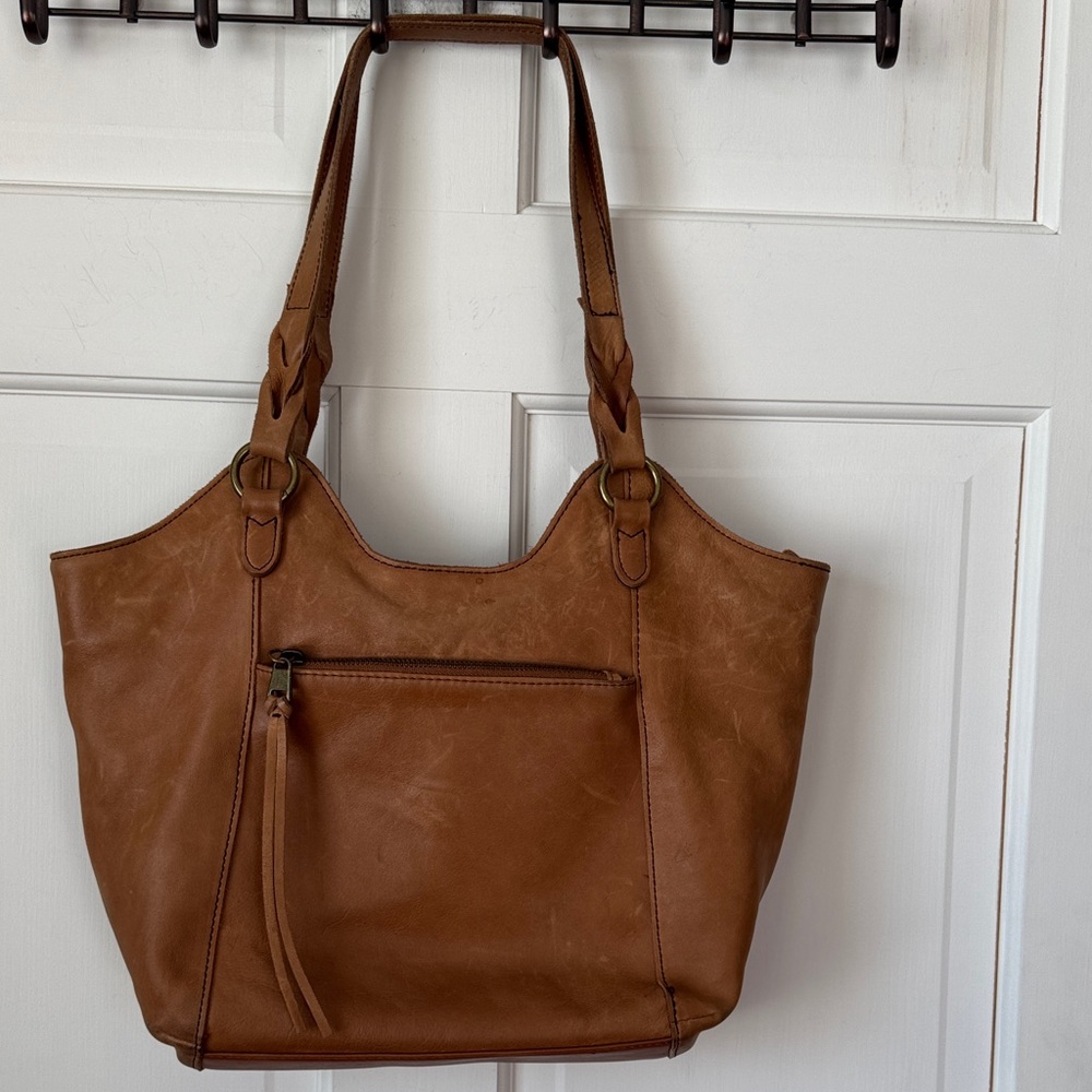 The Sak Brown Leather Tote Bag With Tassel Detail